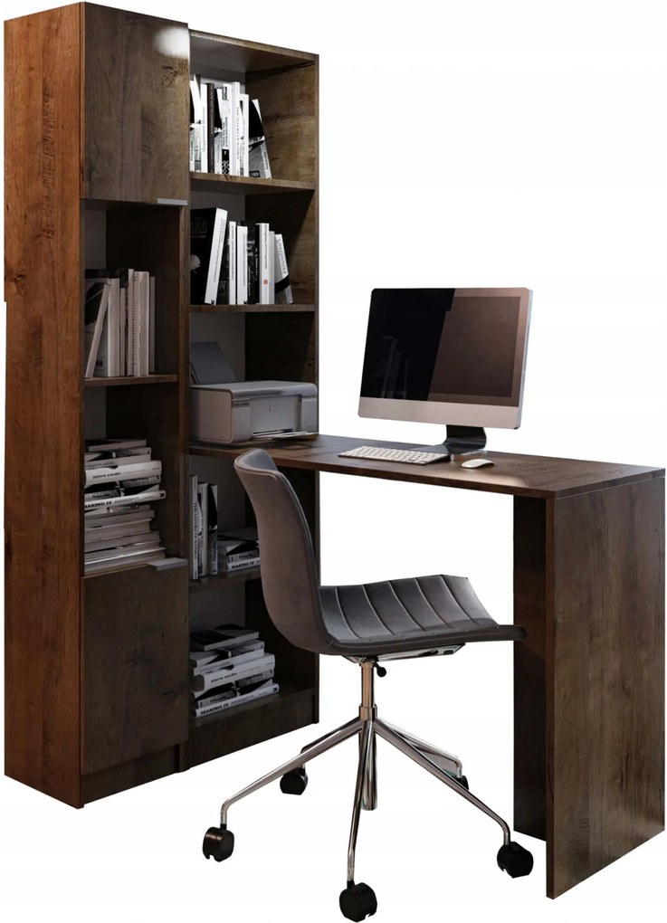 KF KELLY R1 íróasztal polcos szekrénnyel - sötét kőris