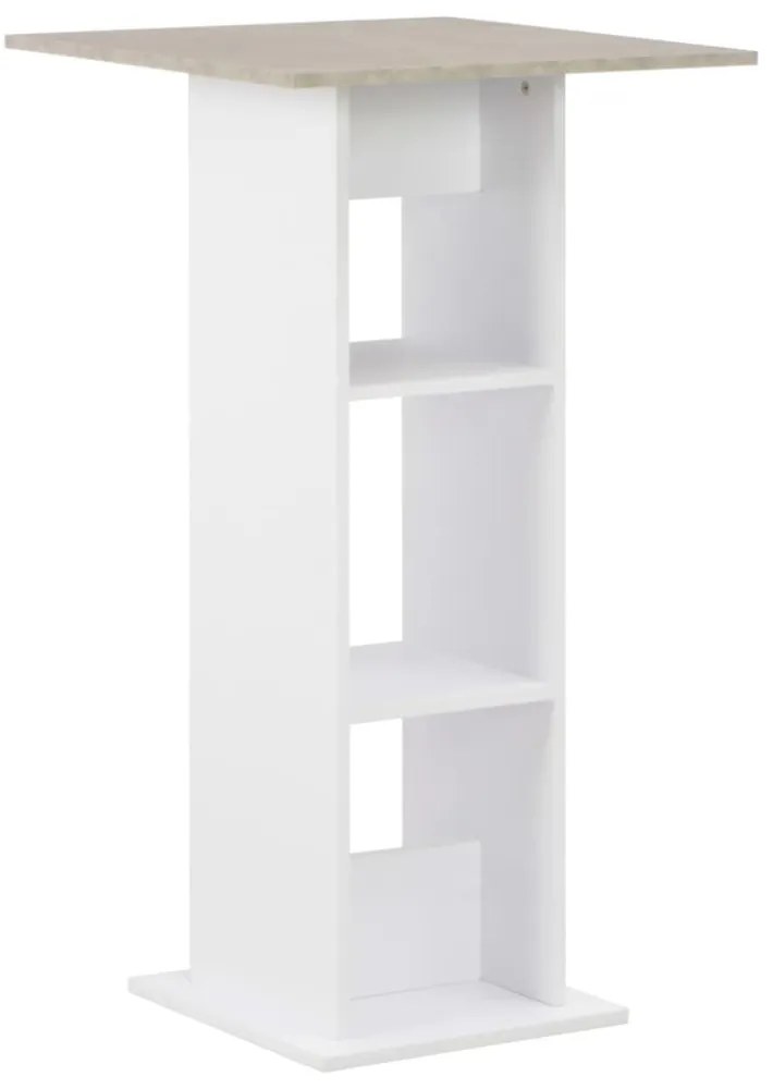 fehér és betonszürke bárasztal 60 x 60 x 110 cm