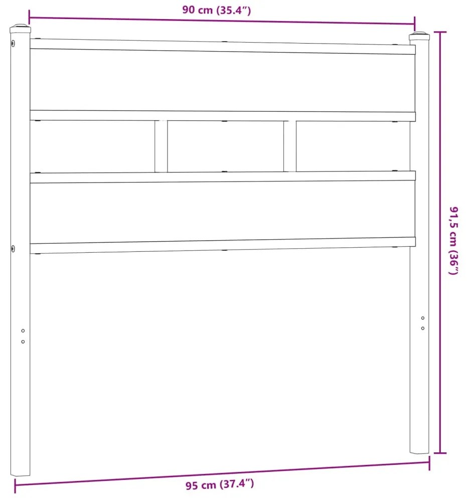 füstös tölgy színű szerelt fa és vas fejtámla 90 cm