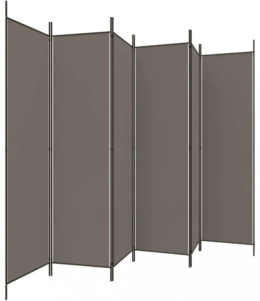 6 paneles antracitszürke szövet térelválasztó 300x200 cm