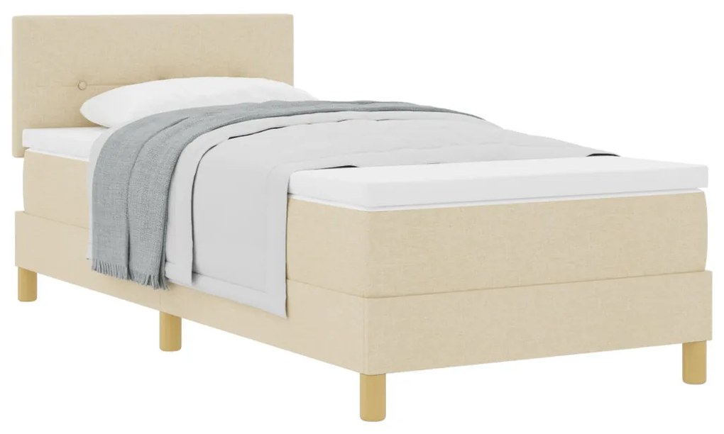 Box Spring Ágy Matraccal Krém 90x190 cm Szövet