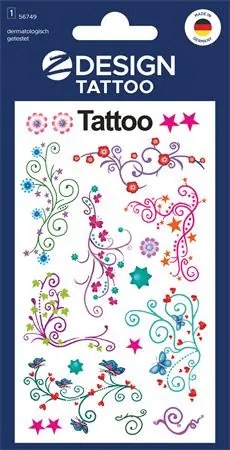 Matrica, tetoválás, 1 ív, 76x120 mm, AVERY ZWECKFORM, Z-Design No.56749, ornamentika (AY56749)