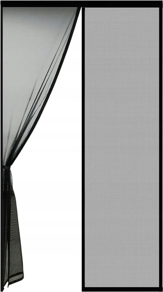 Szúnyogháló Ajtó Ablak Mágneses Tartós Fekete 110x210 cm Cinkee