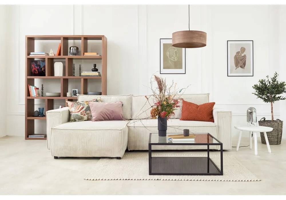 Natúr színű könyvespolc diófa dekorral 150x159 cm Berlin – TemaHome