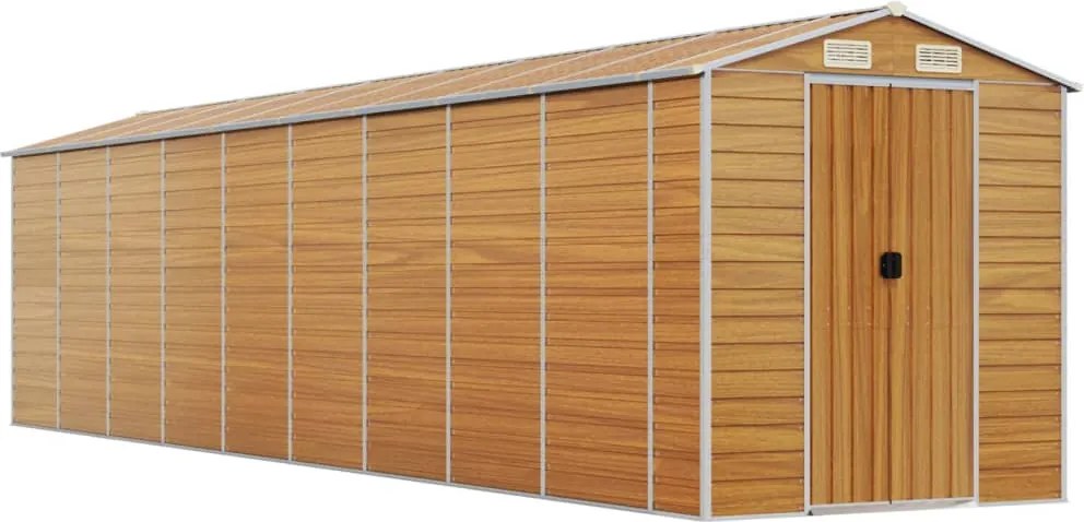 vidaXL világosbarna horganyzott acél kerti fészer 191 x 810 x 198 cm