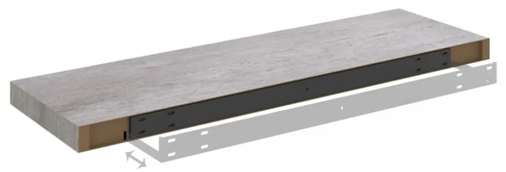 2 db betonszürke MDF lebegő fali polc 80 x 23,5 x 3,8 cm