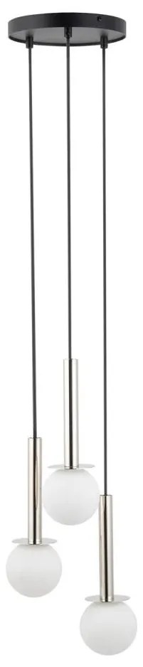 Csillár zsinóron DAISY 3xG9/12W/230V átm. 27 cm fényezett króm/fekete/fehér