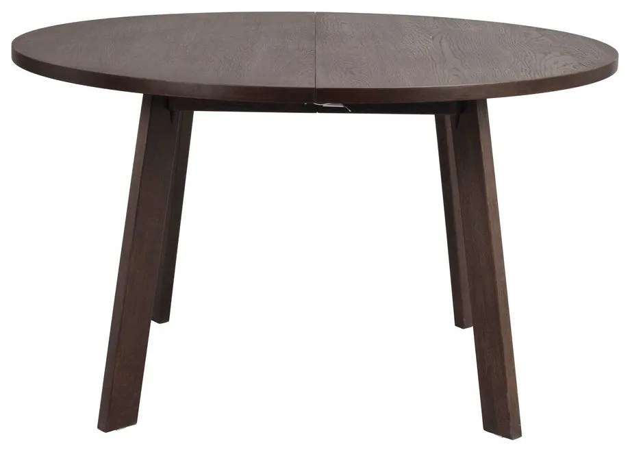 Sötétbarna kerek bővíthető étkezőasztal tölgyfa dekorral ø 130 cm Glenside – Rowico