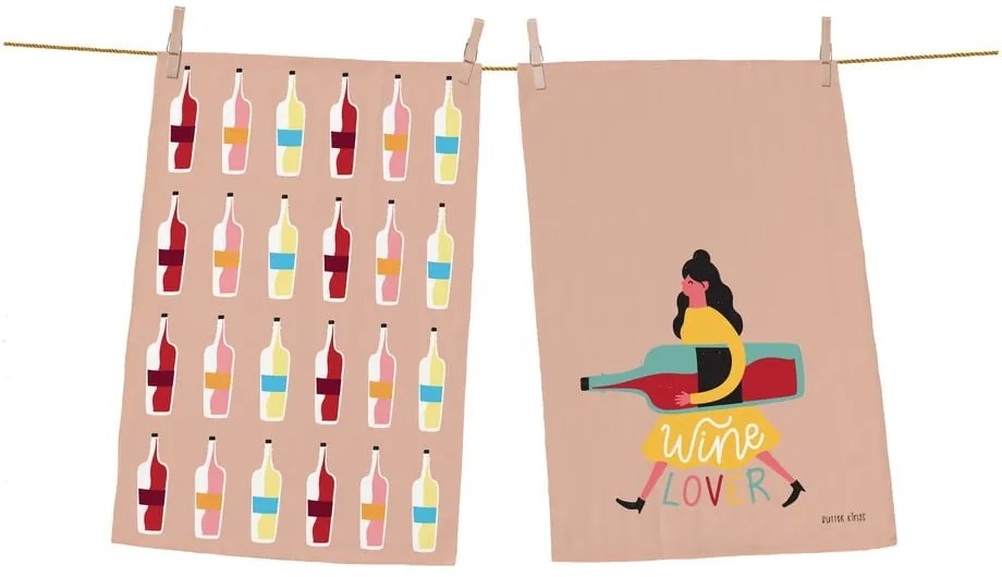 Wine Lover 2 db-os pamut konyharuha szett, 70 x 50 cm - Butter Kings