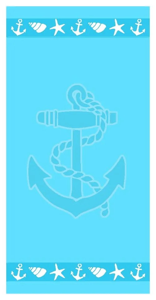 Kék frottír pamut strandtörölköző 70x140 cm Anchor – B.E.S.