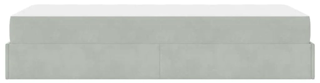 Ágykeret matracmal tárolóval Világosszürke 80 x 200 cm Bársony