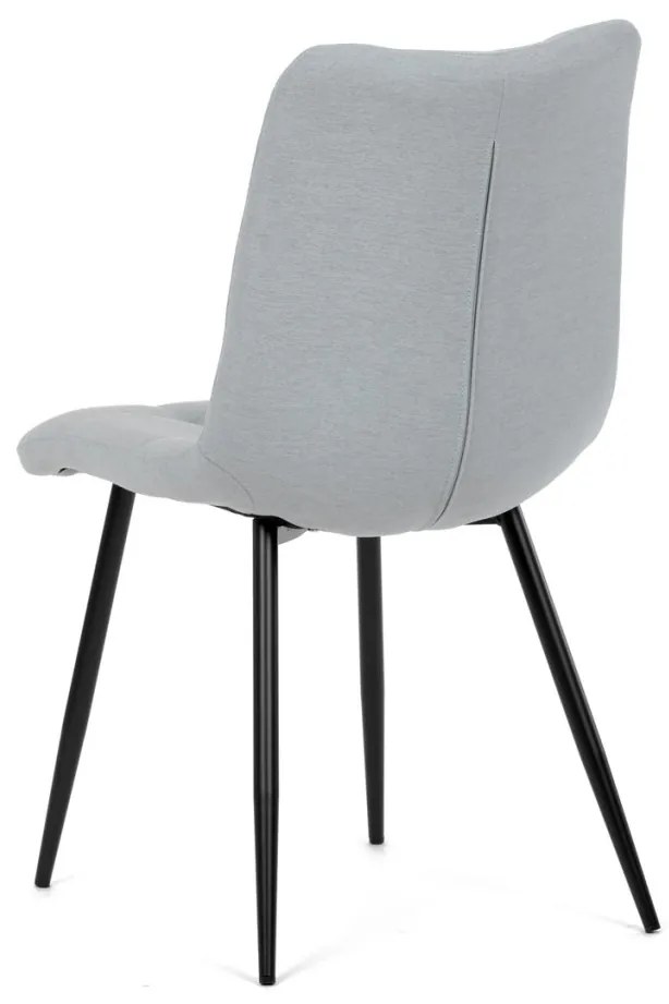 Scaun de sufragerie, material gri argintiu, picioare metalice negre
