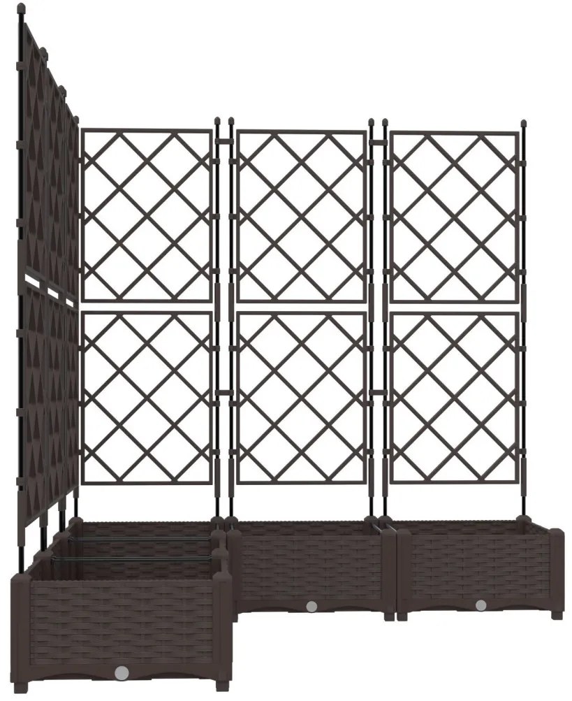 Kerti Virágágyás Trellis-szel 5 db Barna 120x120x125,5 cm