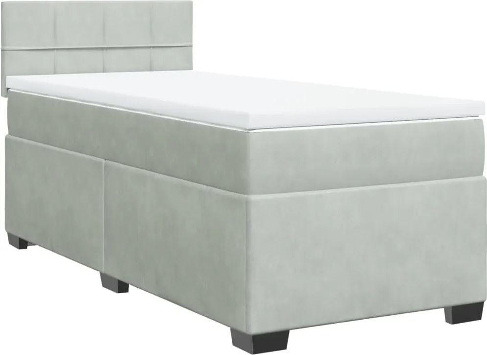 vidaXL világosszürke bársony rugós ágy matraccal 100 x 200 cm