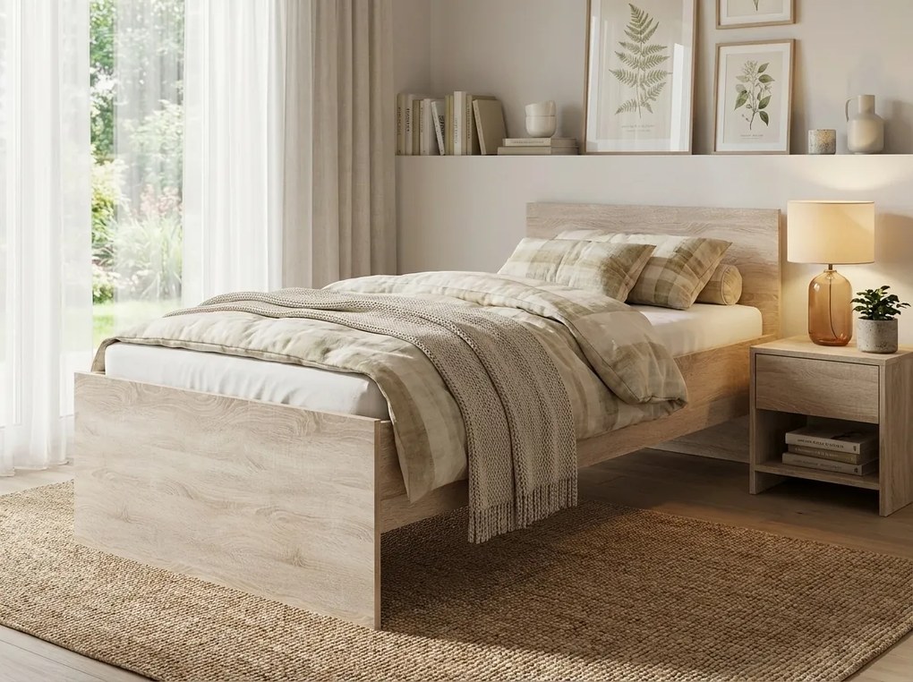 Ágy ELISA 90 x 200 cm, sonoma tölgy Ágyrács: Lamellás ágyrács, Matrac: Coco Maxi 20 cm matrac