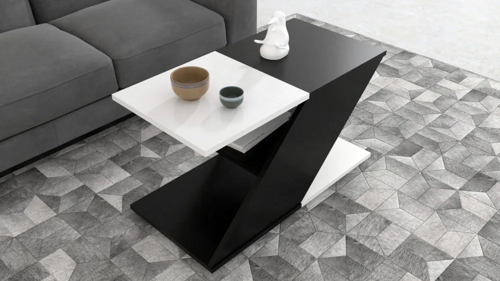 CASSINO ZEX Dohányzóasztal Fekete-fehér