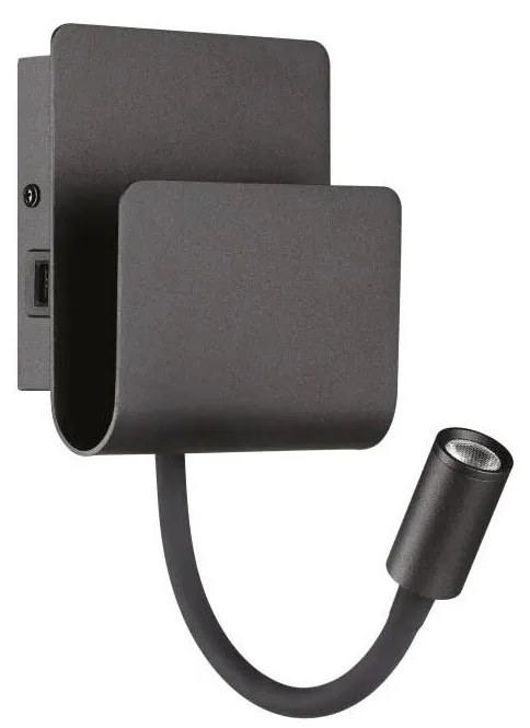 Ideal Lux - LED Fali spotlámpa PROBE LED/9,5W/230V USB CRI 90 fekete