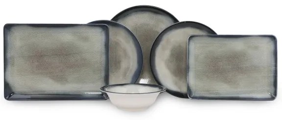 26 részes étkészlet kék/barna/porcelán