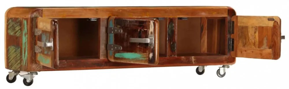 tömör újrahasznosított fa TV-szekrény 120 x 30 x 37 cm