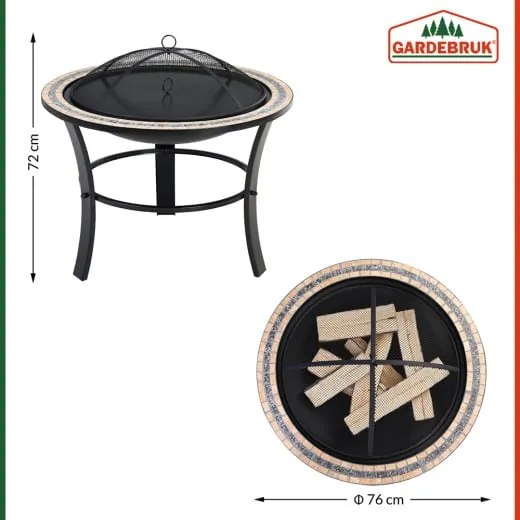 monzana® Fuego tűzrakóhely Ø76 cm - mozaik