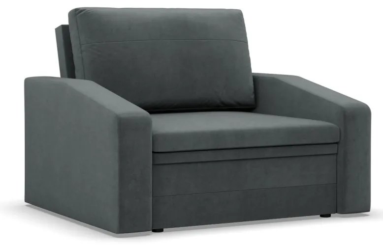 Vertico fekvőfotel, 90 cm széles, bársony, szürke