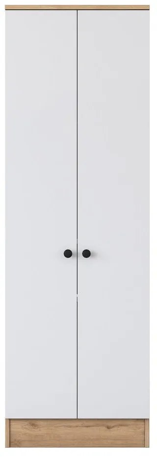Fehér-natúr színű ruhásszekrény diófa dekorral 60x183 cm Theresa – Kalune Design