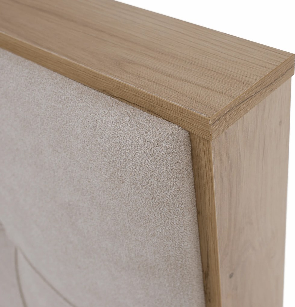 Elektromos állítható ágy, boxspring, bézs/artisan tölgy, 120x200, TIANA