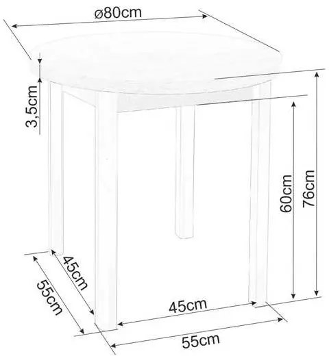 Adam étkezőasztal - 80 cm átmérő, lancelot tölgy / fehér