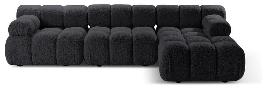 Antracitszürke buklé moduláris sarokkanapé (jobb oldali) Bellis – Micadoni Home