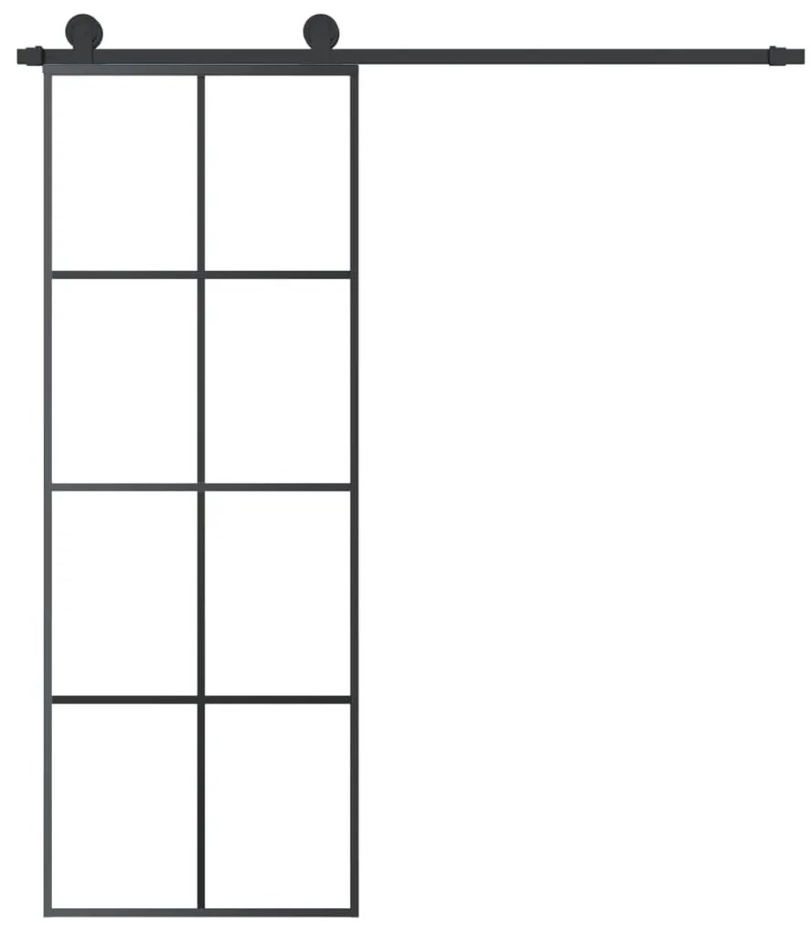 ESG üveg és alumínium tolóajtó fémszerelvény-szettel 76x205 cm