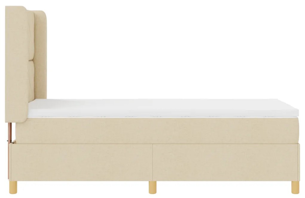 Boxspring Ágy Matraccal Krém színben - 90x200 cm Textil