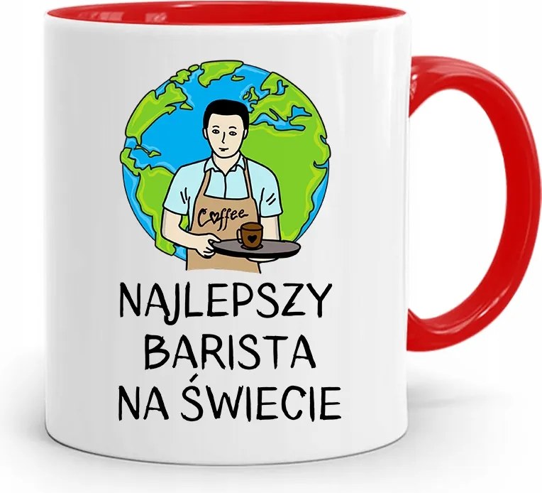 Barista Kávézó Bögre Piros, fényképes nyomattal