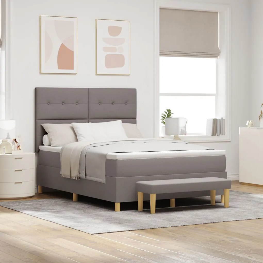 Ágykeret Matrac és Pad Taupe 160x200 cm Szövet