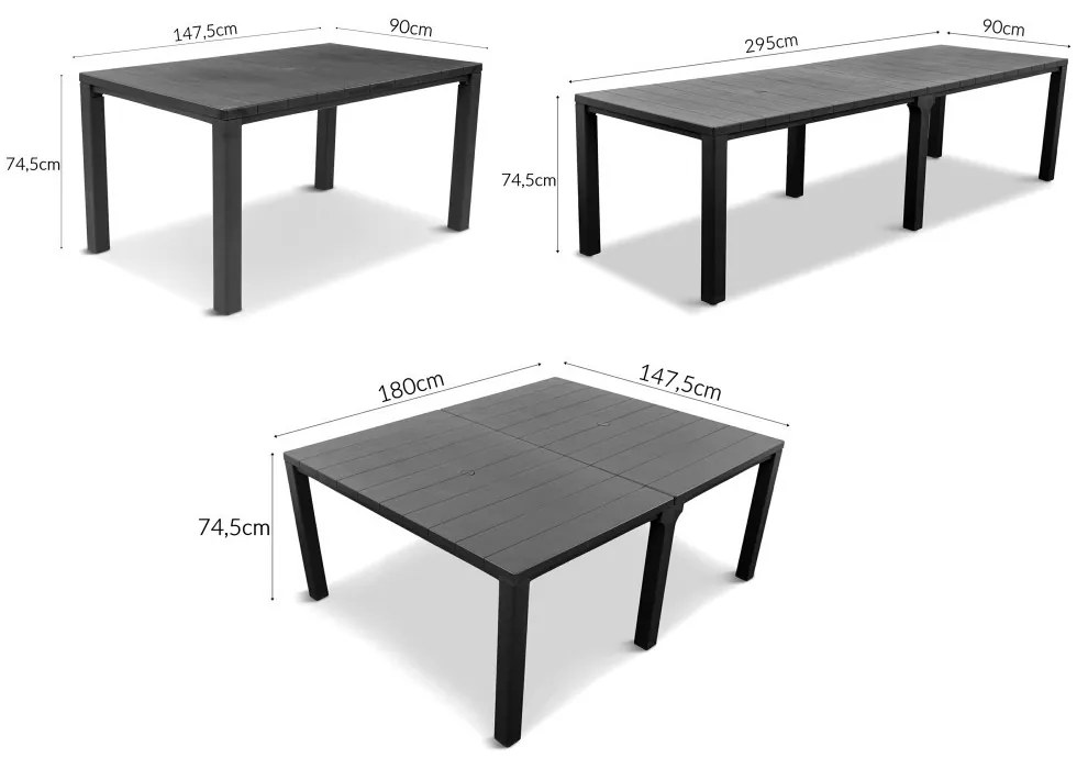 Julie dupla műanyag kerti asztal