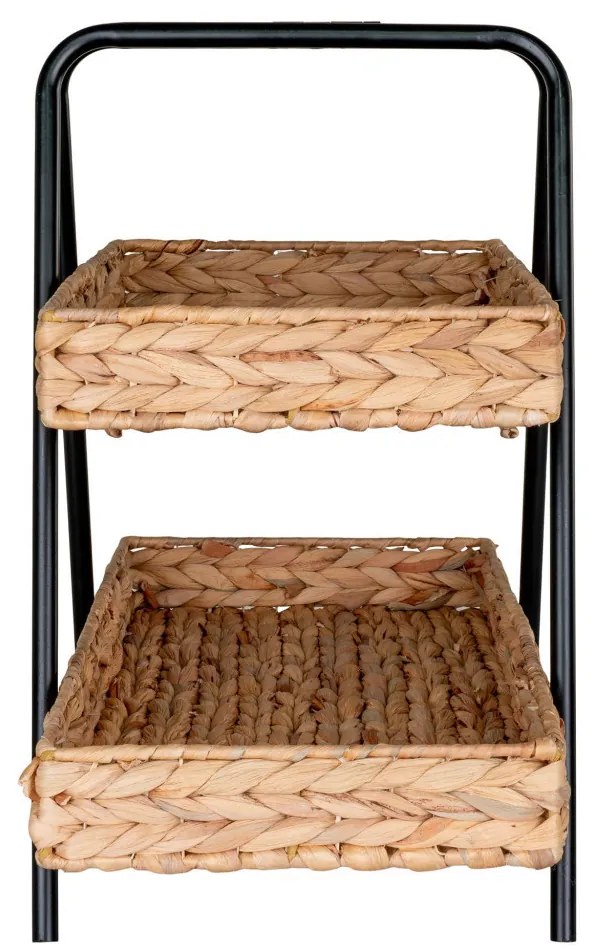 Alfaro fonott tálca fekete fém lábbal, vízi jácint, 42x23x43,5 cm