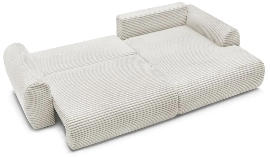 Krémszínű kordbársony kinyitható sarokkanapé (jobb oldali) Lucien – Bobochic Paris