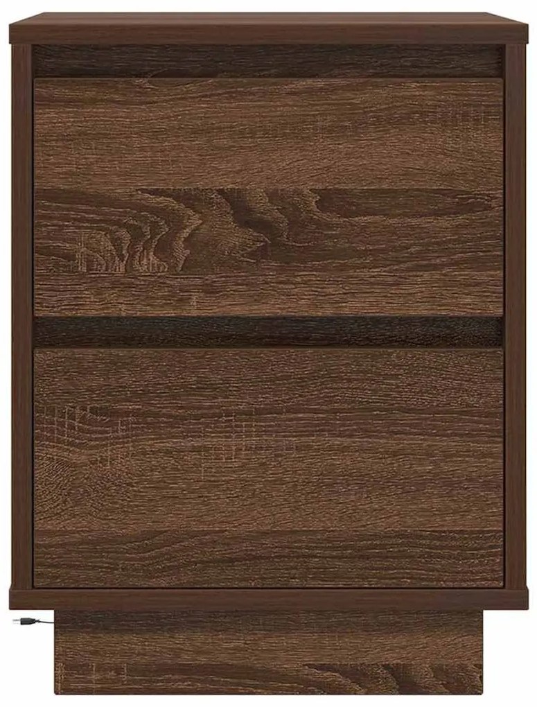 2 db barna tölgyfa éjjeliszekrények LED világítással 38x34x50cm