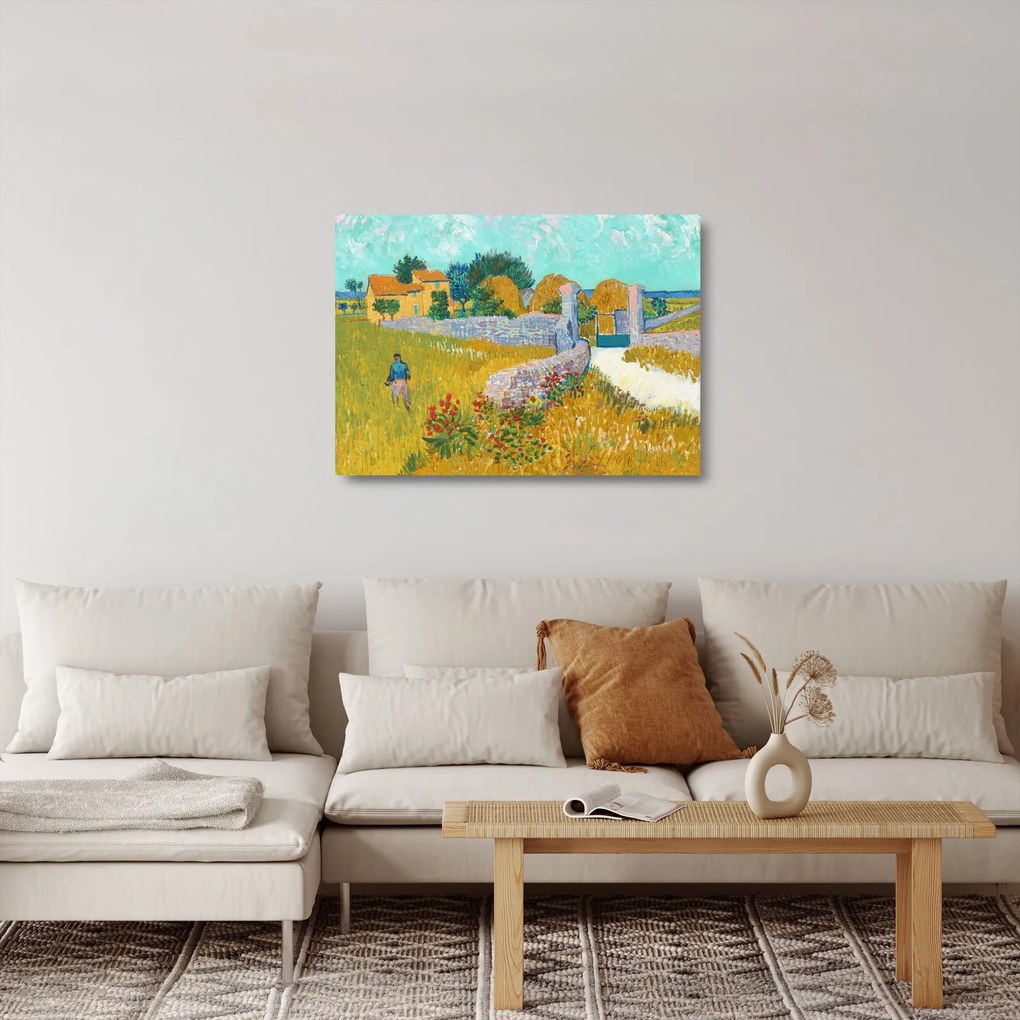 Üveg kép - Vincent van Gogh, Farmhouse in Provence, reprodukciók (70x50 cm)