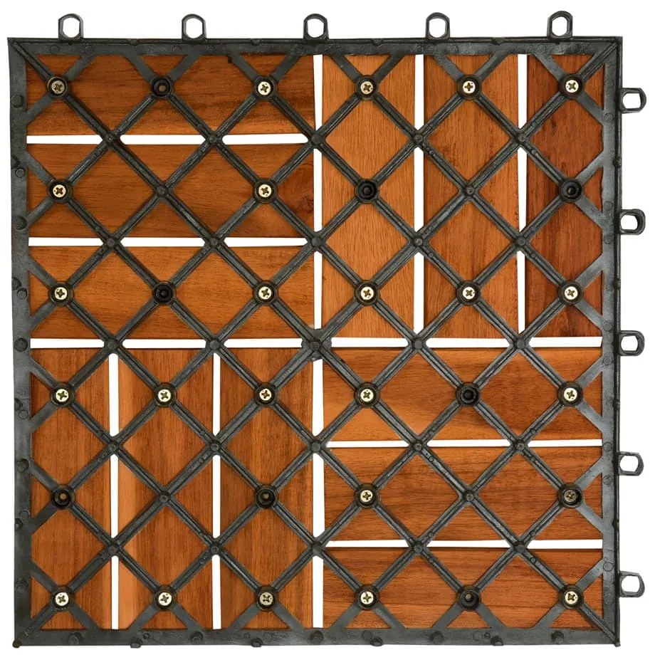 Casaria® Akácfa mozaik fa járólapok - 11 darabos készlet, 30x30 cm