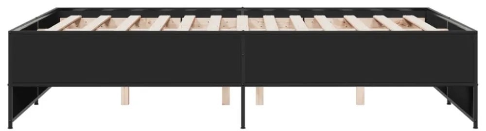 fekete szerelt fa és fém ágykeret 140x190 cm