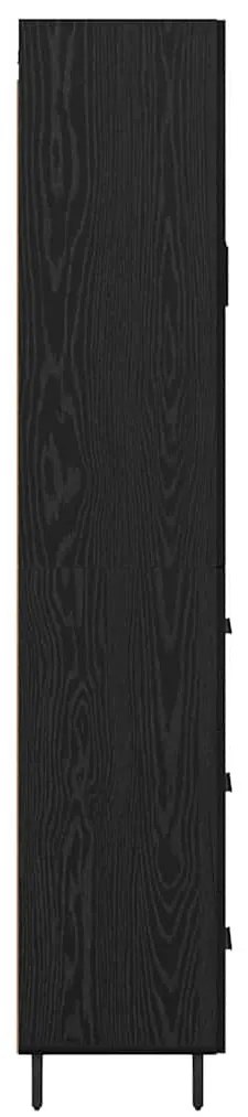 Magasfiú fiókkal 2 pcs Fekete tölgy Műanyag Fa és Üveg