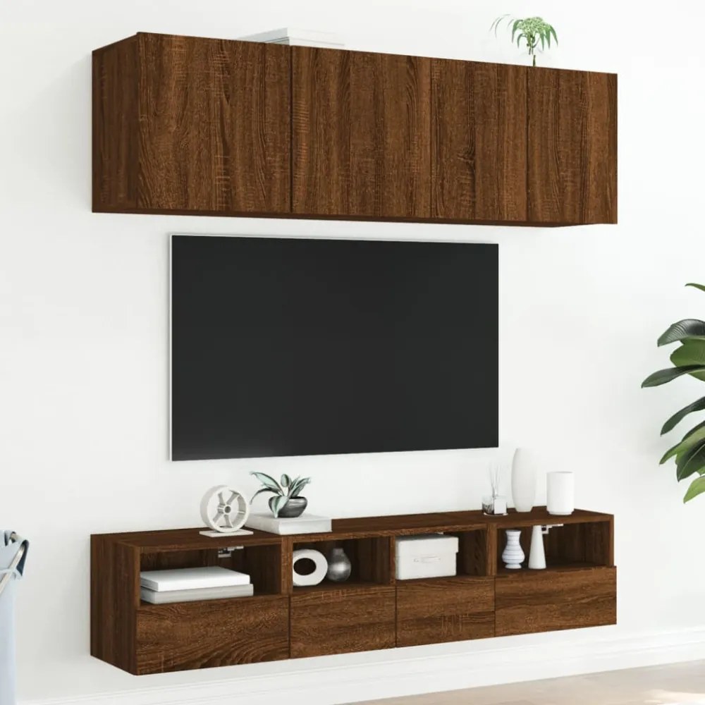 barna tölgy színű szerelt fa fali TV-szekrény 40 x 30 x 30 cm