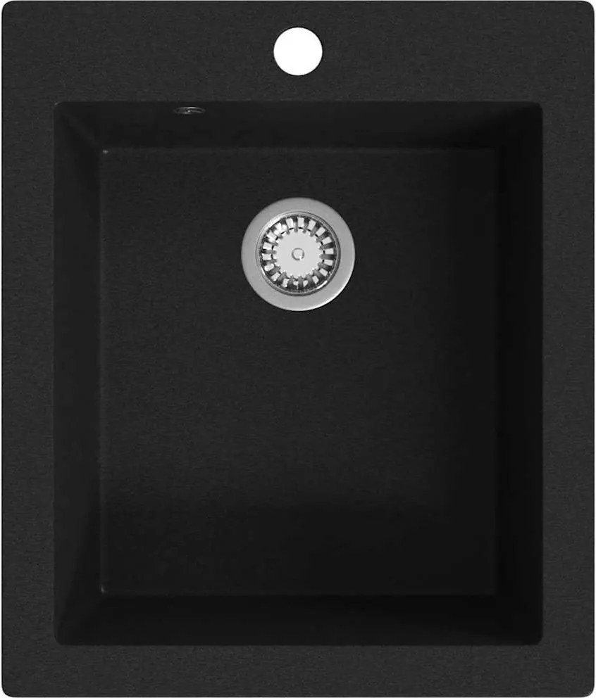 vidaXL teletetős egymedencés fekete gránit mosogatótálca