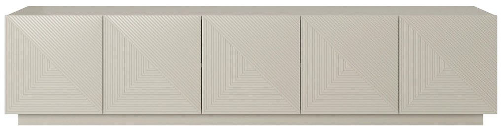 Asha TV-szekrény 200 cm ötajtós, bordázott előlap - kasmír