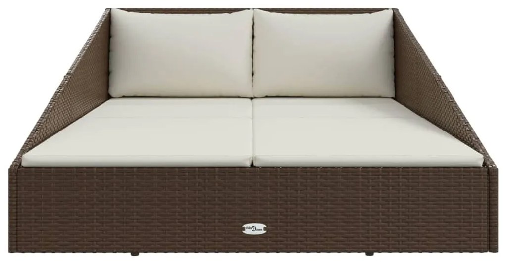 Barna polyrattan kerti ágy 110 x 200 cm