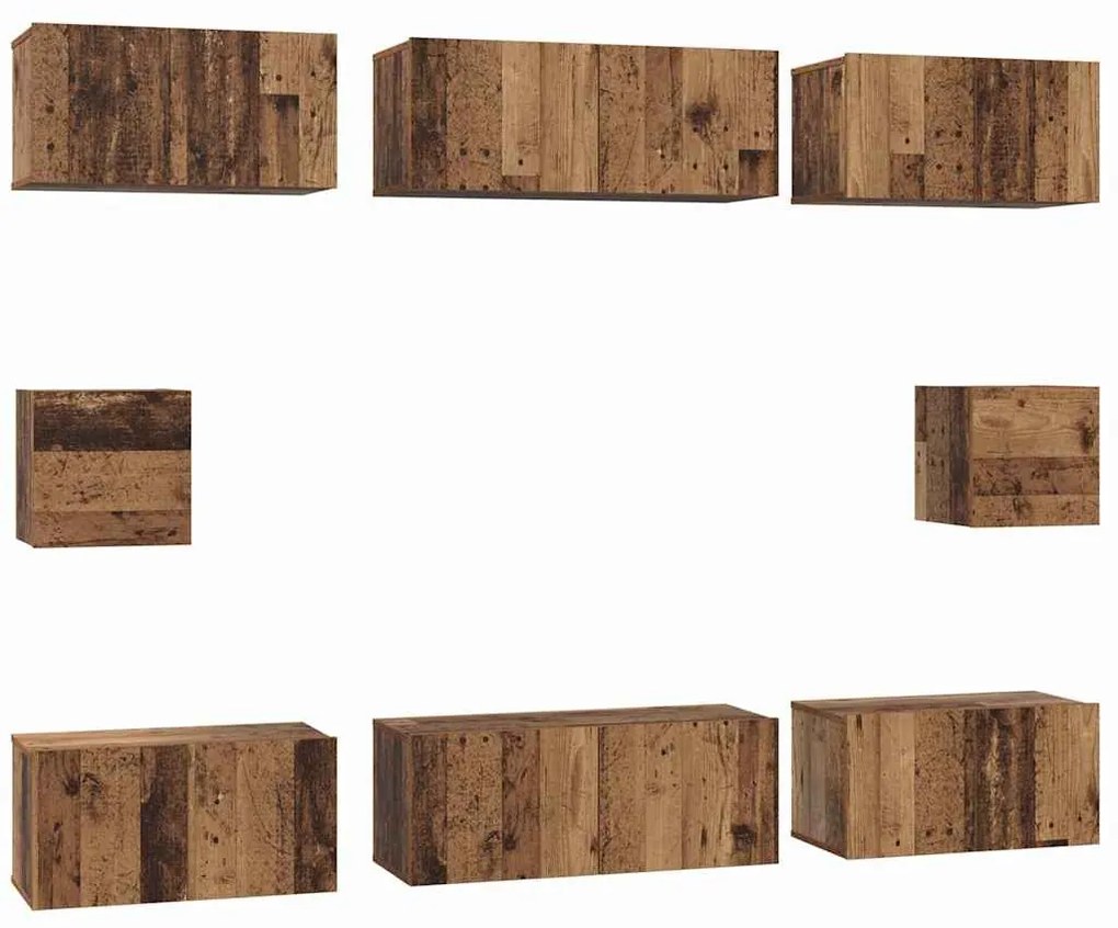TV Szekrény Szett Falra szerelhető 8 pcs Régi fa Faanyag