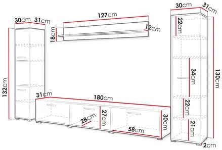 Nappali fal Ikinra XL (fehér + fényes fehér) . 1104555