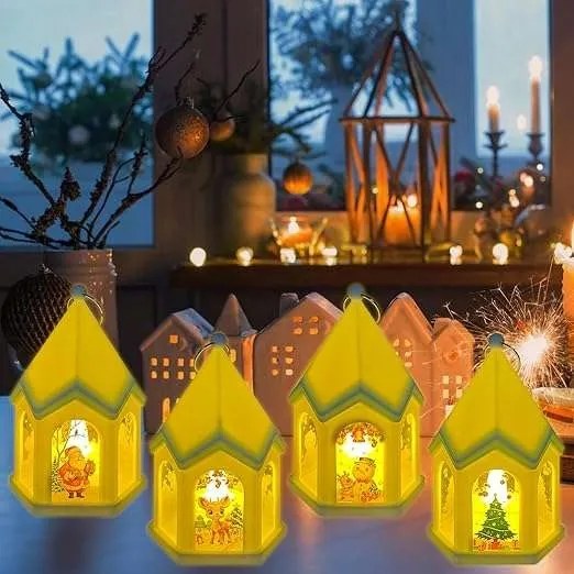 Karácsonyi lámpa LED-ekkel meleg fény dekoráció szett 4 db-os