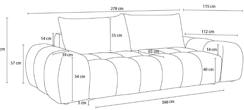 Terrakotta színű zsenília kanapé 278 cm Everest – Bobochic Paris