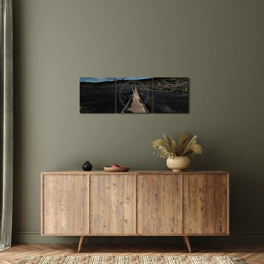 Egy kép a fa útról alkonyatkor (órával) (90x30 cm)